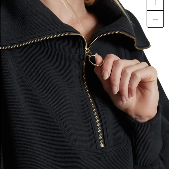 Varley Tops - Varley Black Vine Pullover Quarter-Zip Pullover with Gold Accents